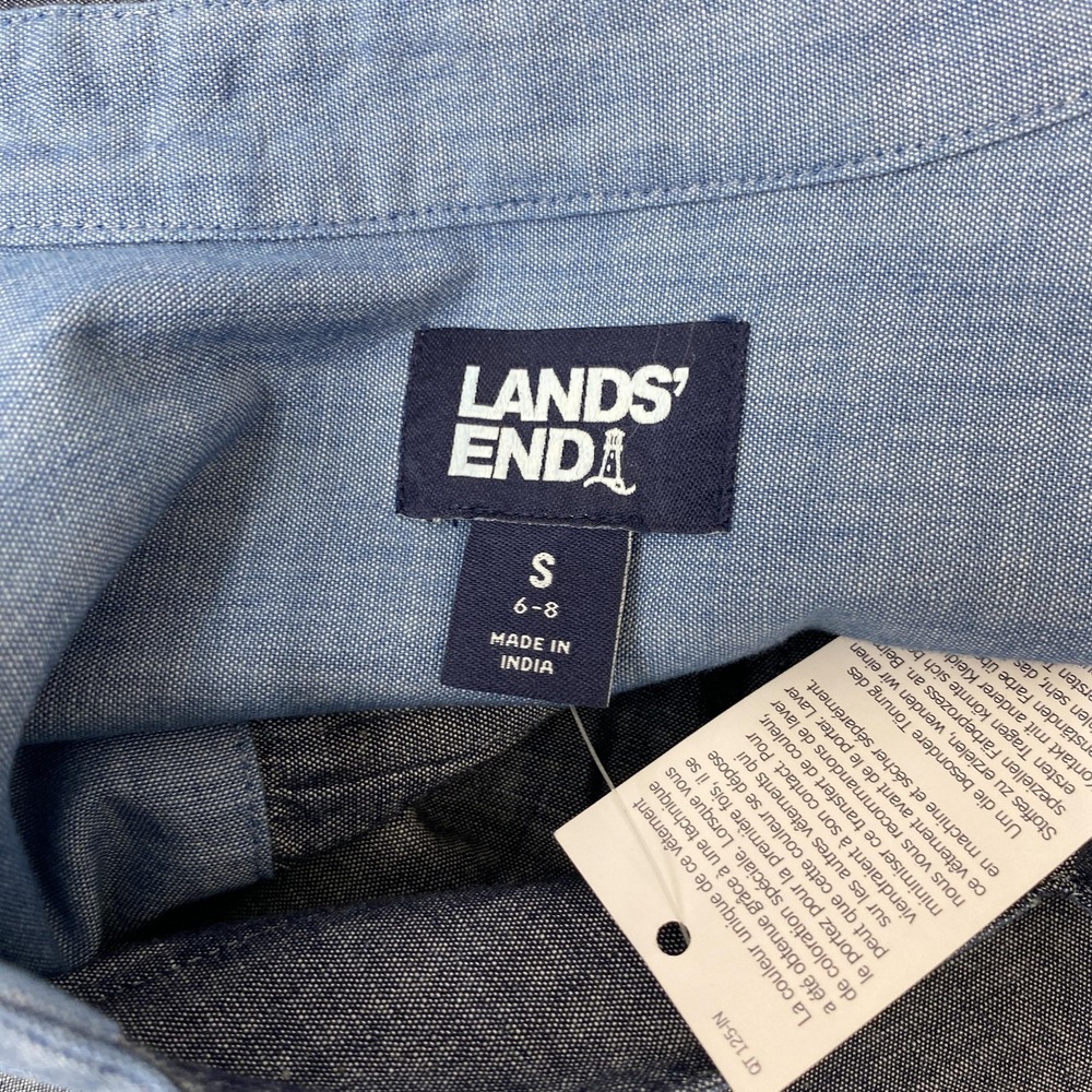 Lands End Pullover Top Womens Small Blue Chambray Long Sleeve Tunic Blouse Shirt - Picture 6 of 10